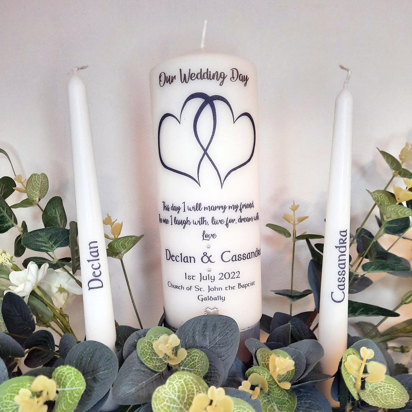 Hearts Personalised Wedding Candles