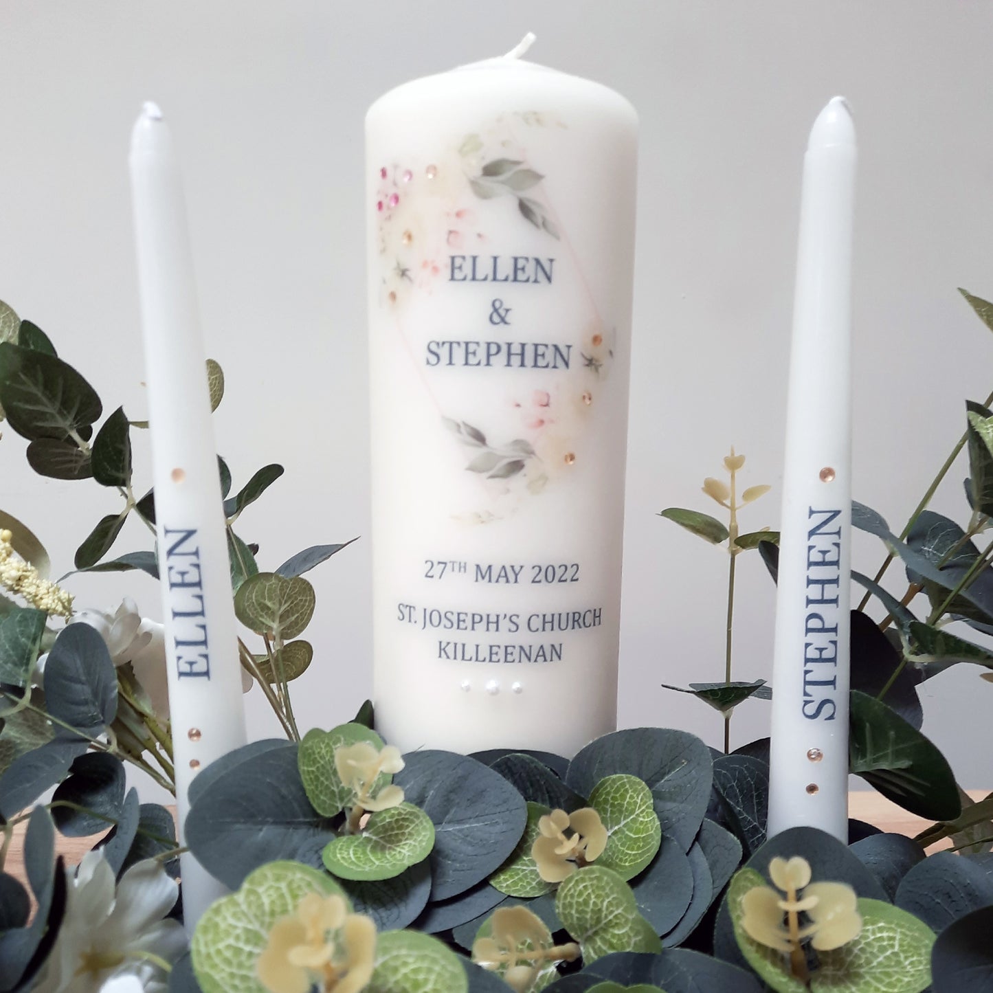 Floral Personalised Wedding Candles